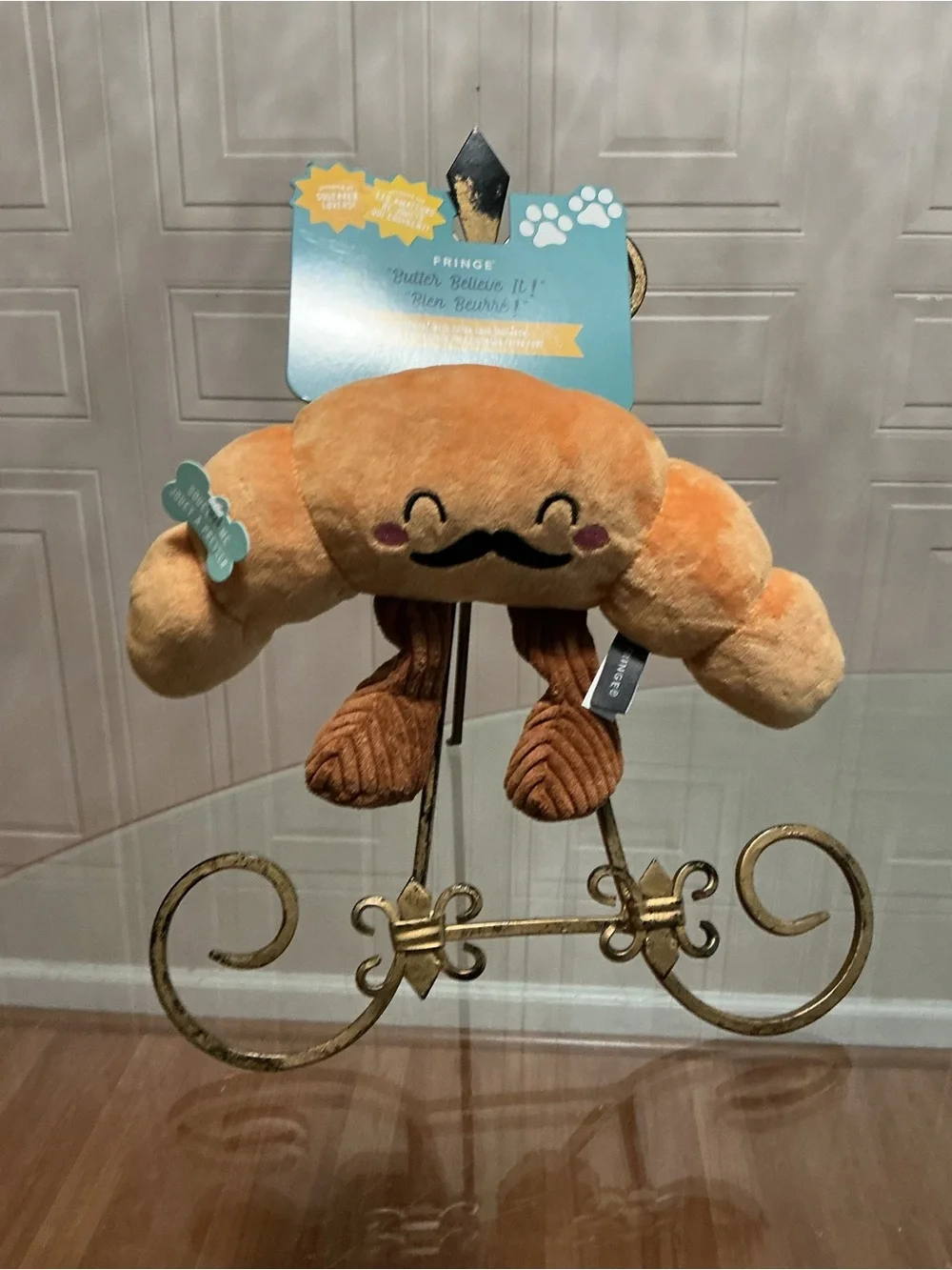 Brand New Fringe 10” Croissant With Leg Dog Toy w/ Squeaker & Crinkle,